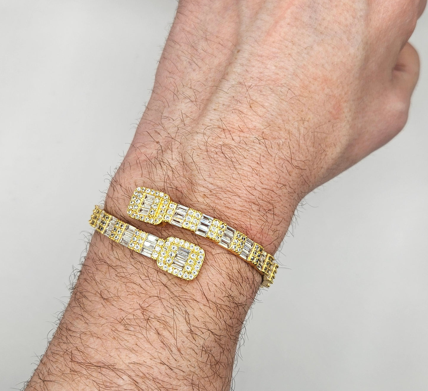 Baguette Bangle Sterling Gold
