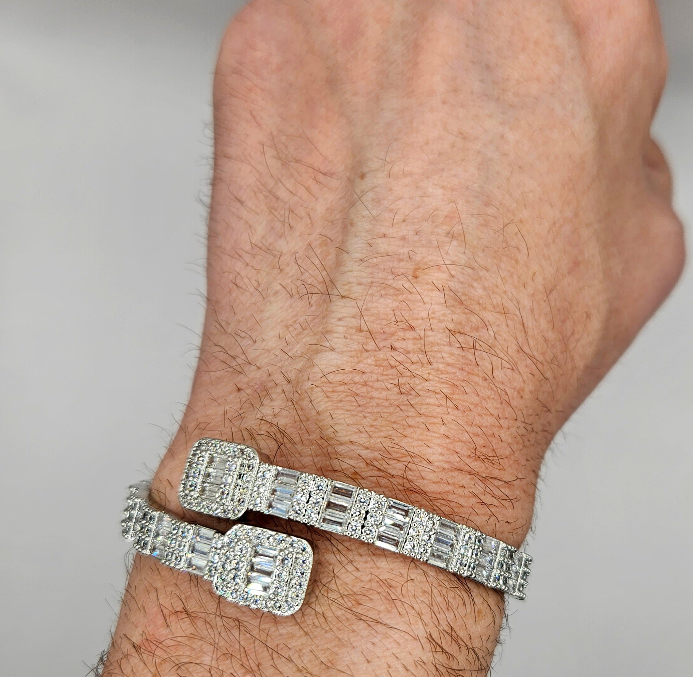 Baguette Bangle Sterling Silver
