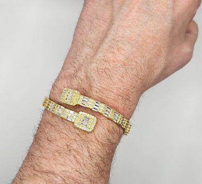 Baguette Bangle Sterling Gold
