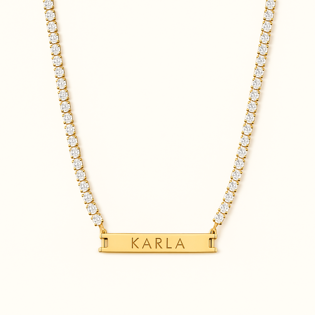 Engraved Name Tennis Necklace