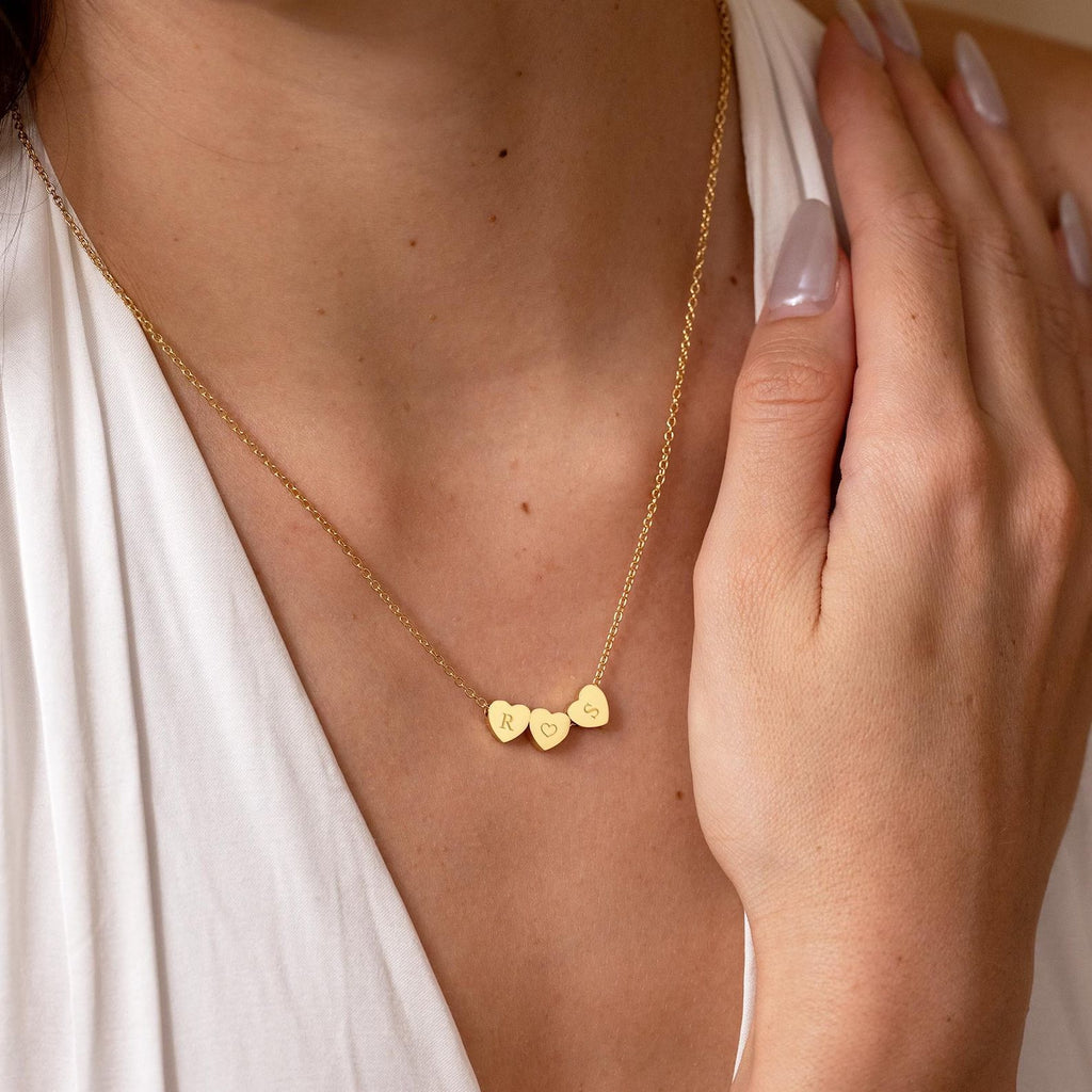 Personalised Triple Heart Necklace