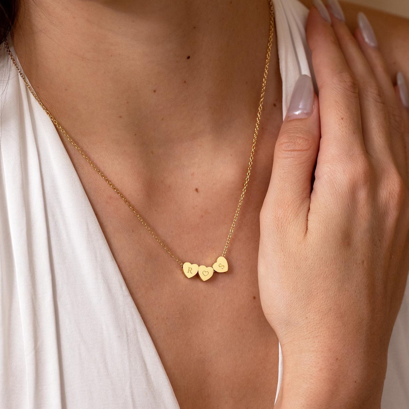 Personalised Triple Heart Necklace