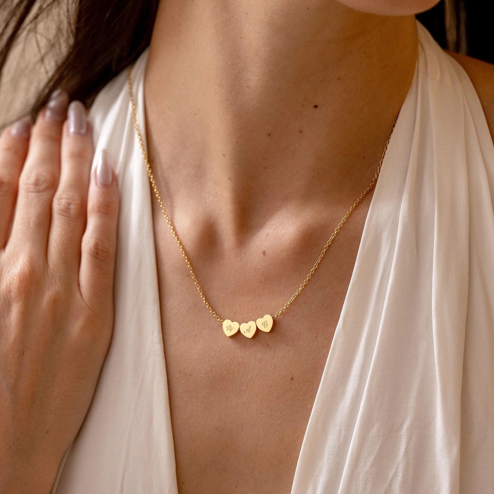 Personalised Triple Heart Necklace