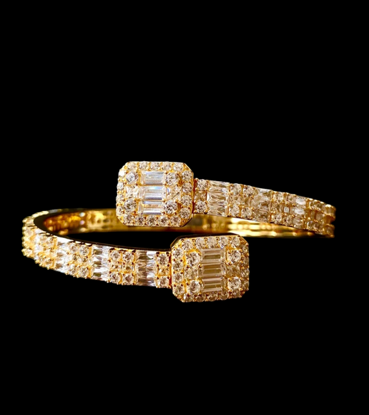 Baguette Bangle Sterling Gold
