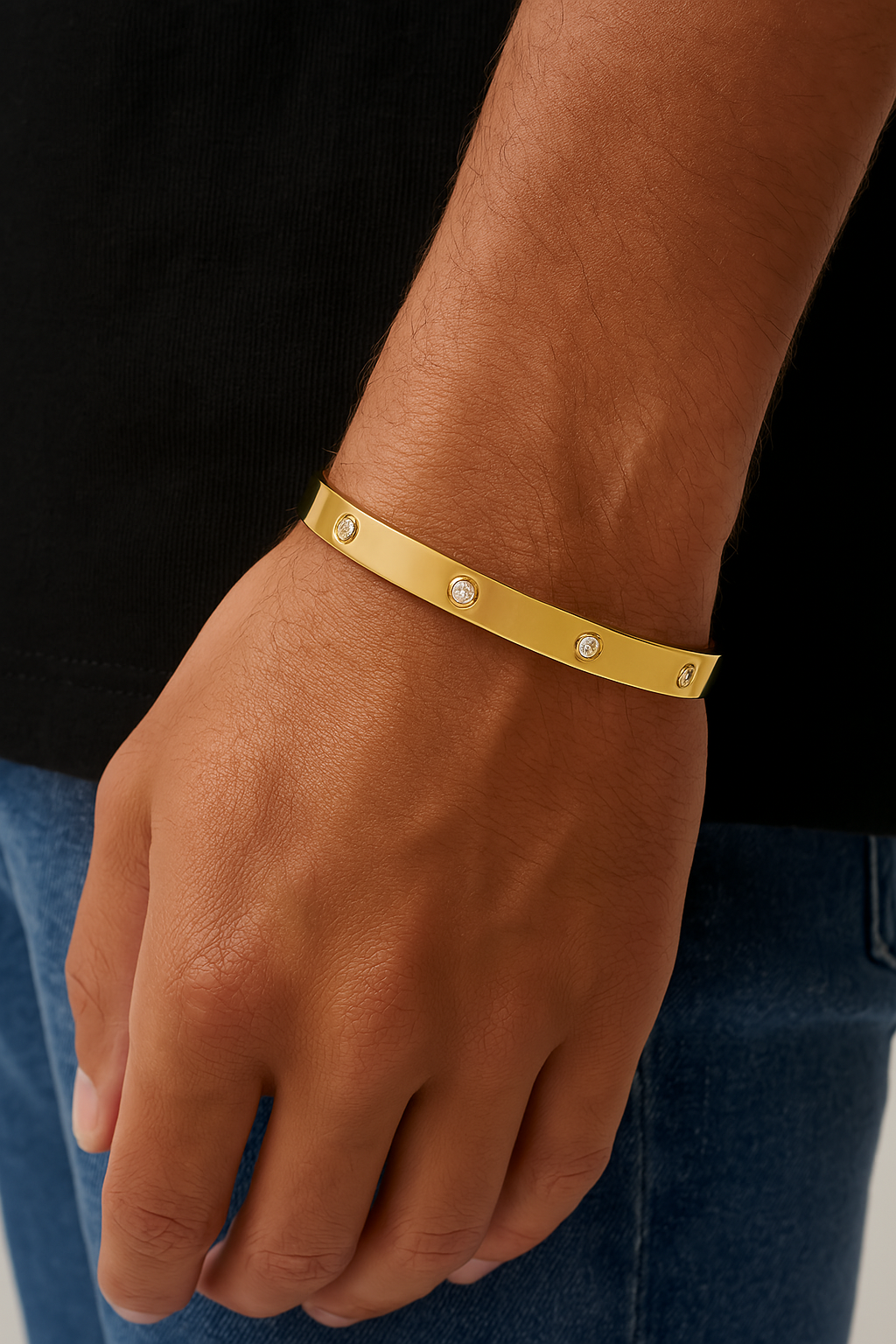 Shiny Trio Cuff Big Gold