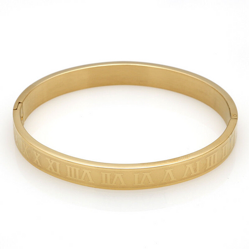 Gold Steel Roman Numerals Bracelet